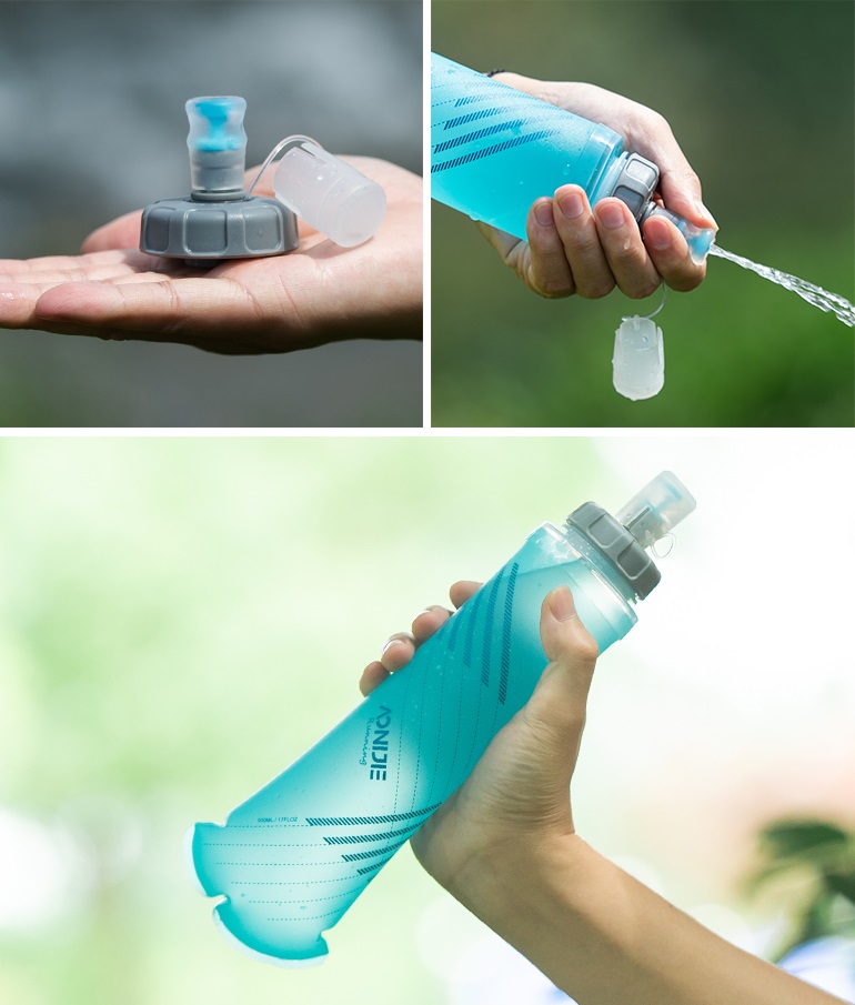 2 Gourdes Pliables 500 Ml Avec Mousquetons – Pour Running, Vélo, Randonnée, Festival – Léger Et Pratique